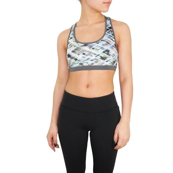 Y2k So Pastel Blue & Gray Swirly Geometric Sports Bra Small - Picture 1 of 6